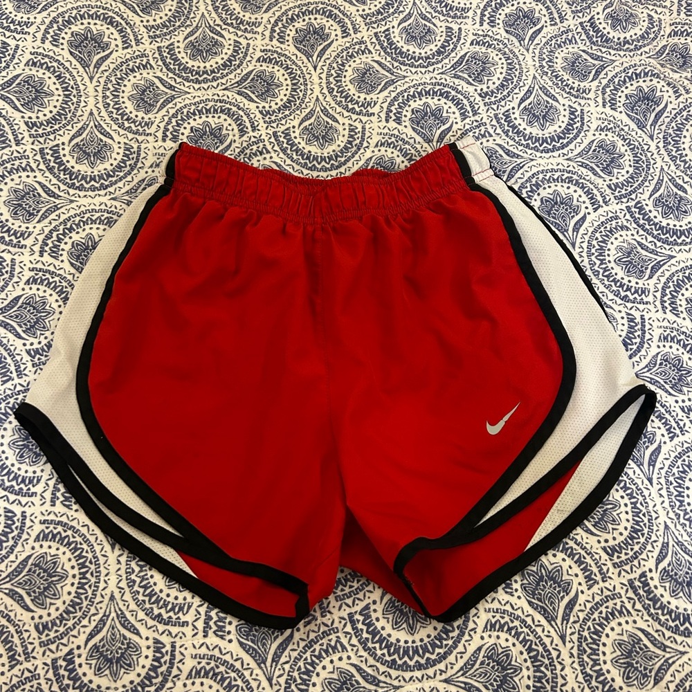 Nike Red Athletic Shorts with Black Trim